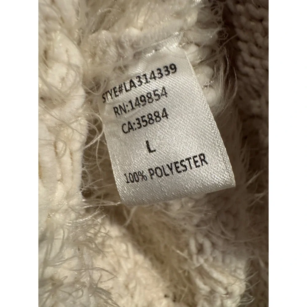 Sage The Label Cream Cable Knit Fuzzy Turtleneck Sweater Large